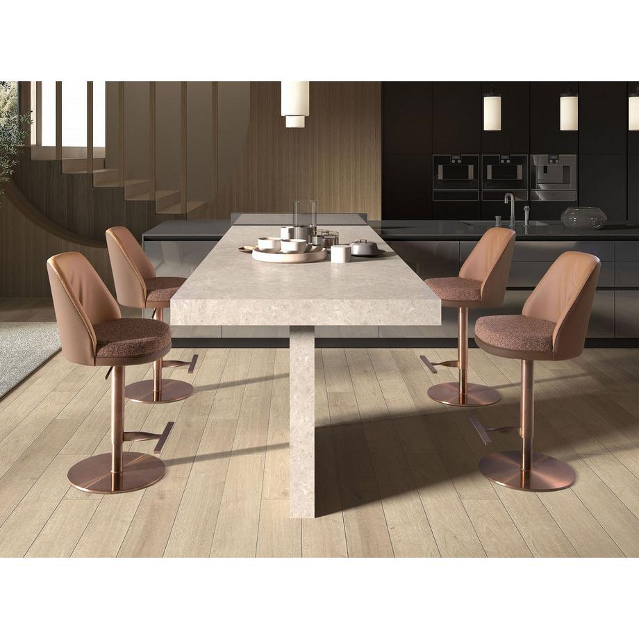 ANGEL CERDA Sgabello girevole in tessuto screziato e similpelle  