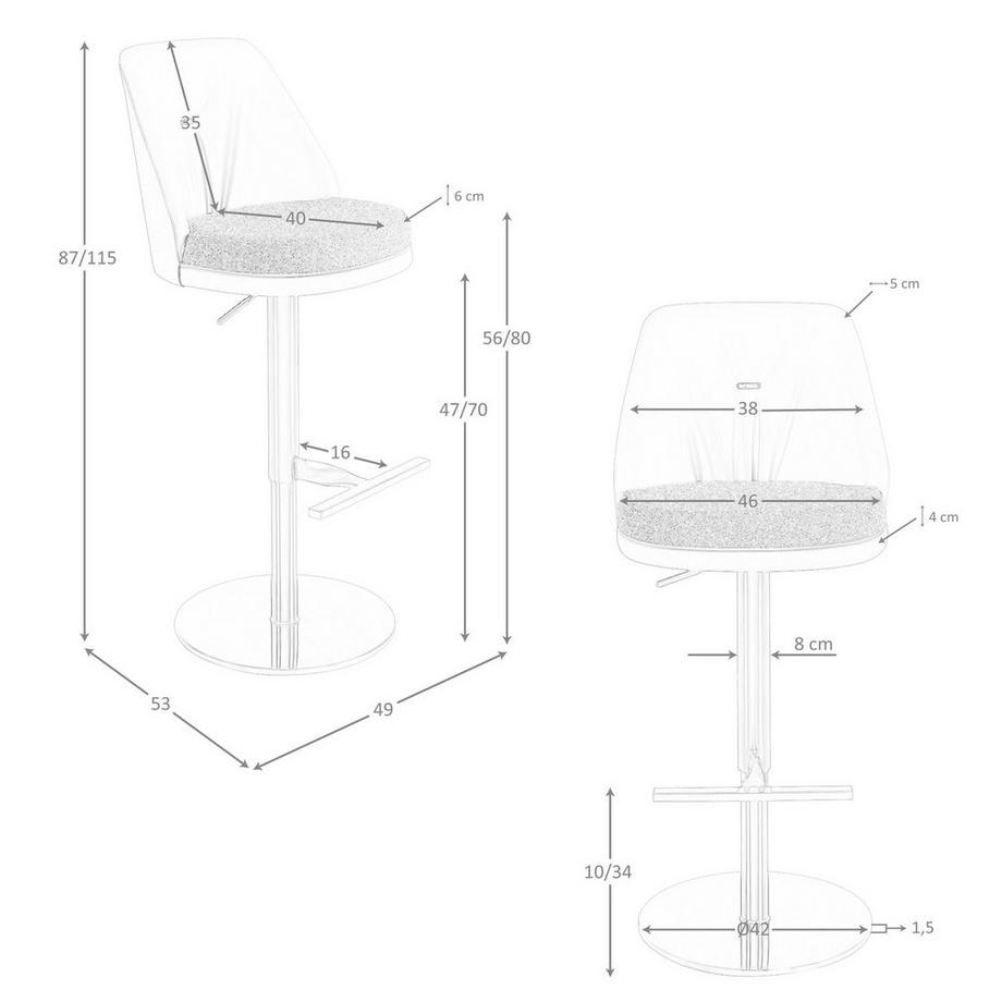 ANGEL CERDA Sgabello girevole in tessuto screziato e similpelle  