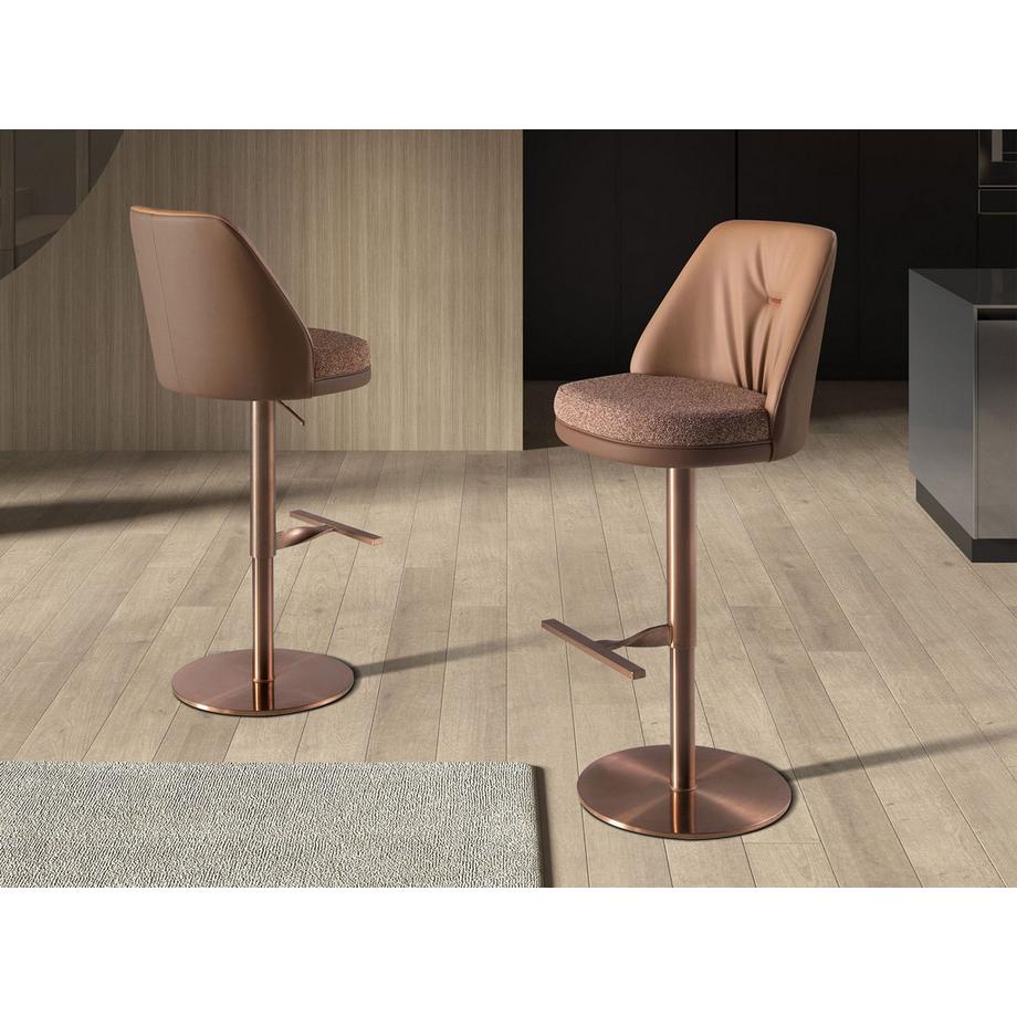 ANGEL CERDA Sgabello girevole in tessuto screziato e similpelle  