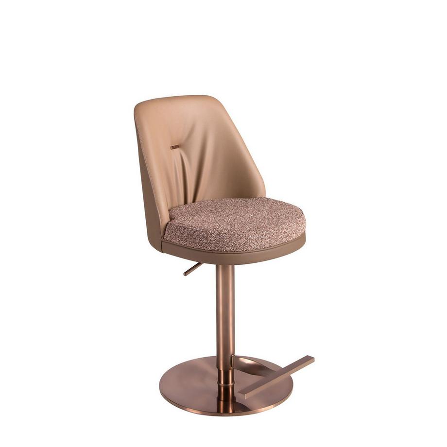 ANGEL CERDA Sgabello girevole in tessuto screziato e similpelle  