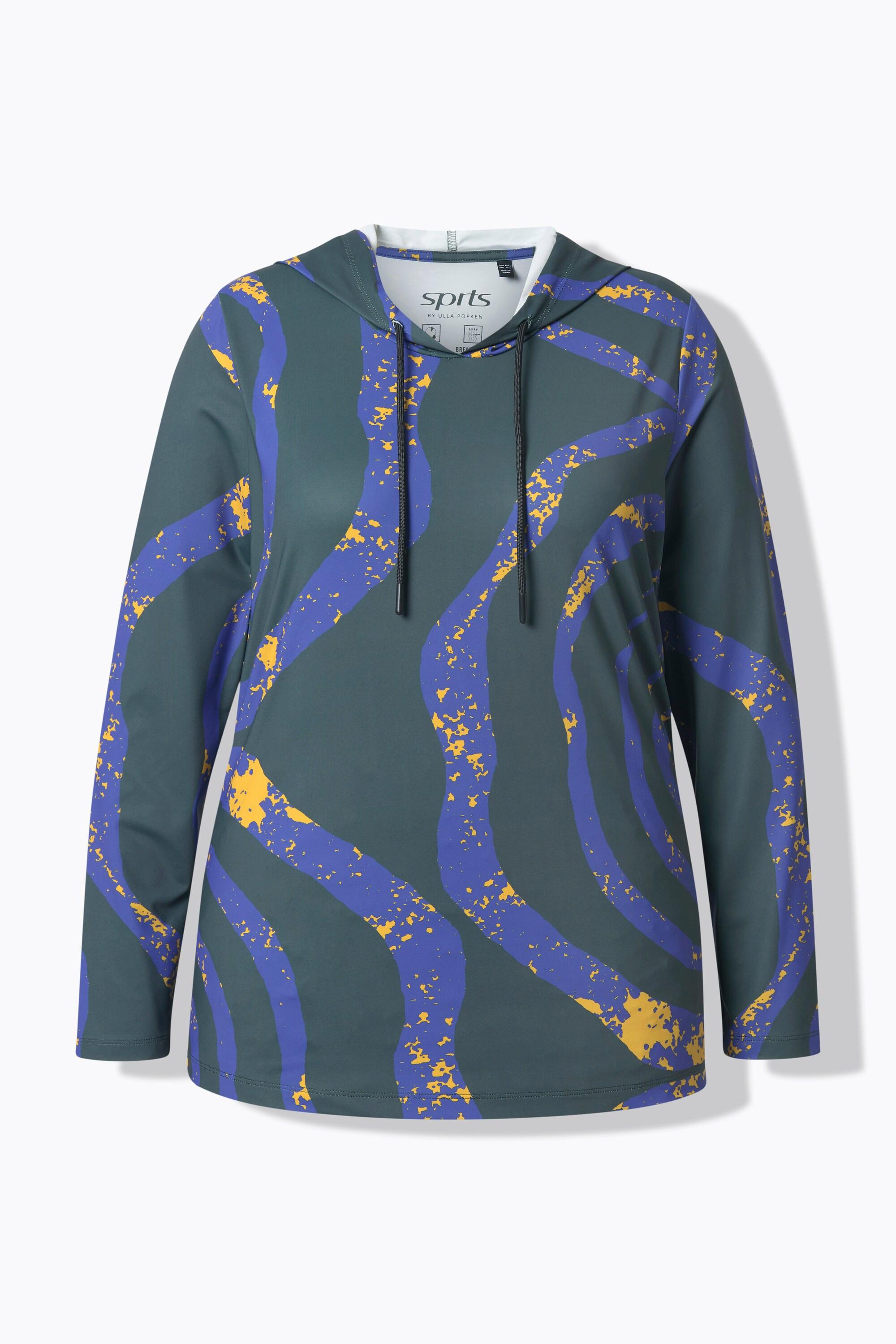 Ulla Popken Felpa con Cappuccio Funzionale Maniche Lunghe Slim Fit  