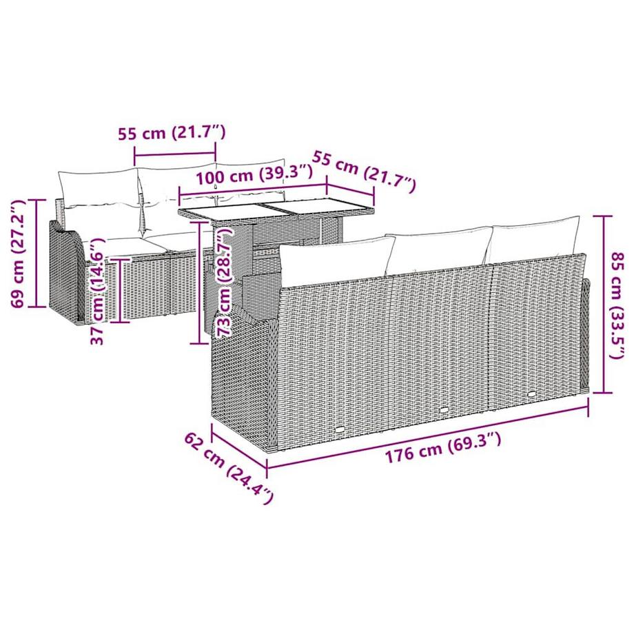 VidaXL Set Divano da Giardino Polyrattan  