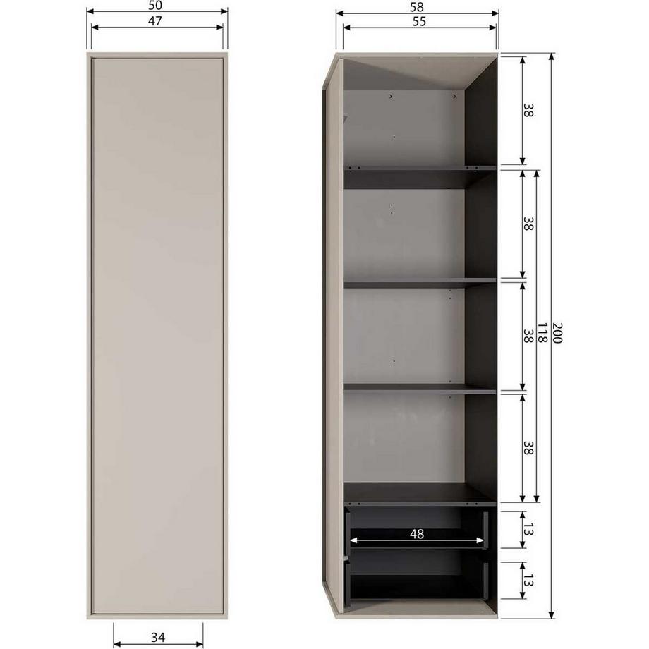 mutoni Armoire Daily Single pin gris dakar 50x200  