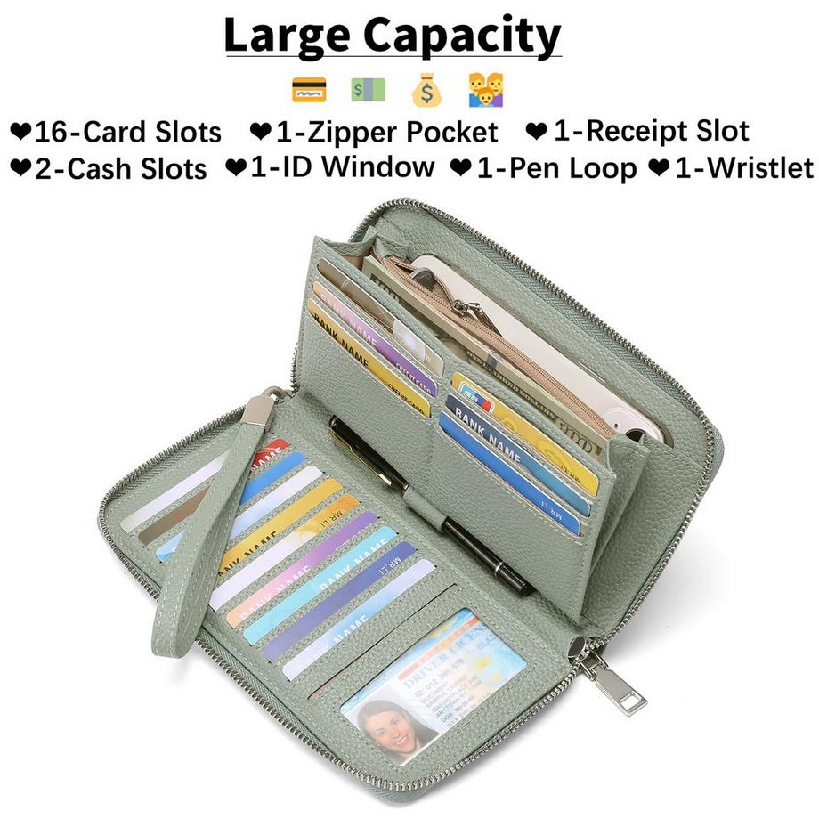 Only-bags.store Portefeuilles en Cuir de Grande Capacité avec Fermeture à glissière avec blocage RFID  