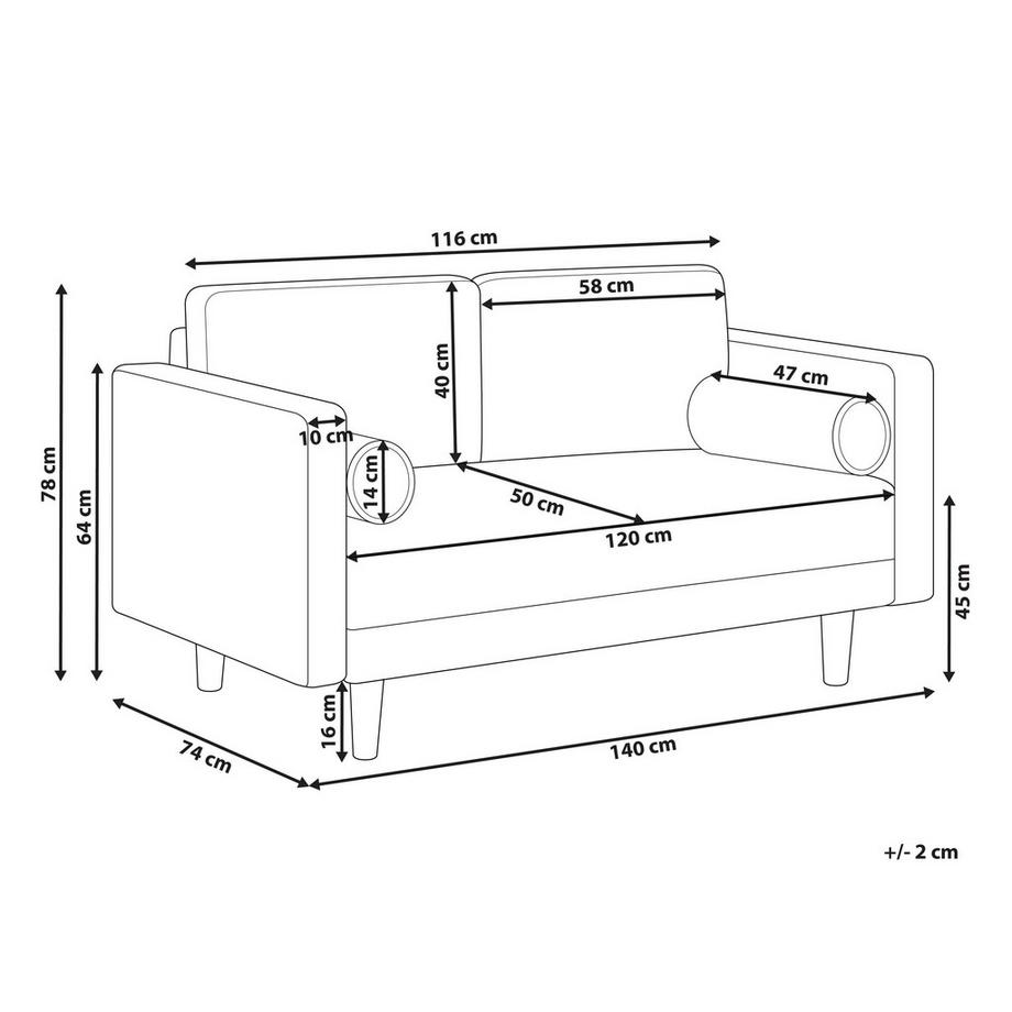 Beliani 2 Sitzer Sofa aus Stoff  NURMO  