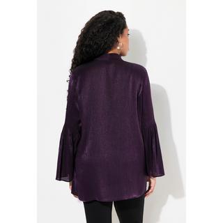 Ulla Popken  Blusa dal taglio svasato con fiocco, scollo a V e maniche lunghe 