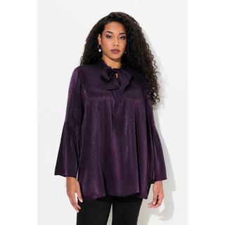 Ulla Popken  Blusa dal taglio svasato con fiocco, scollo a V e maniche lunghe 