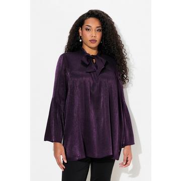 Blusa dal taglio svasato con fiocco, scollo a V e maniche lunghe