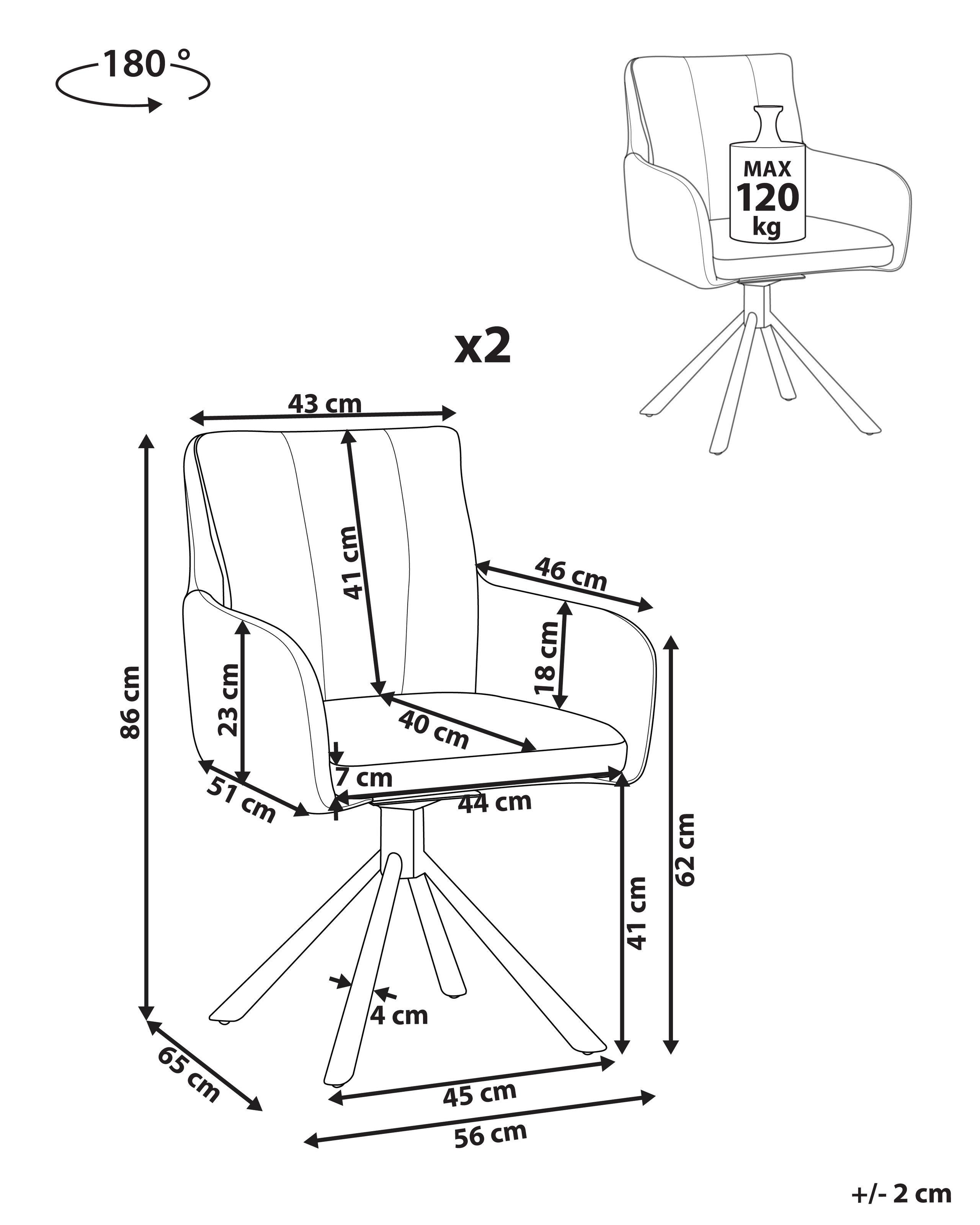 Beliani Lot de 2 chaises de salle à manger en Polyester Moderne SARDOAL  