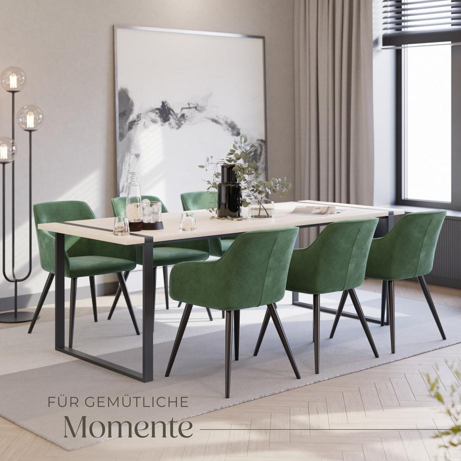 Tectake Esszimmerstuhl Marilyn gepolstert, in Samtoptik durchgehende Lehne  