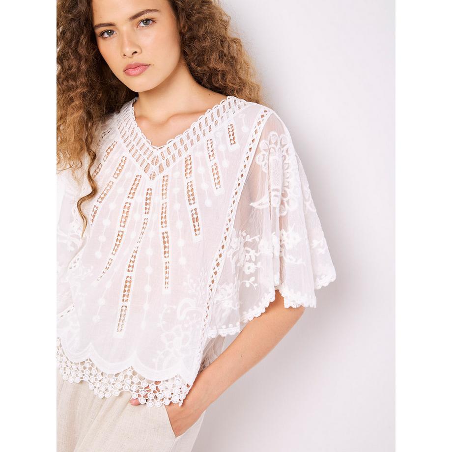 APRICOT Besticktes Baumwoll-Mesh-Top  