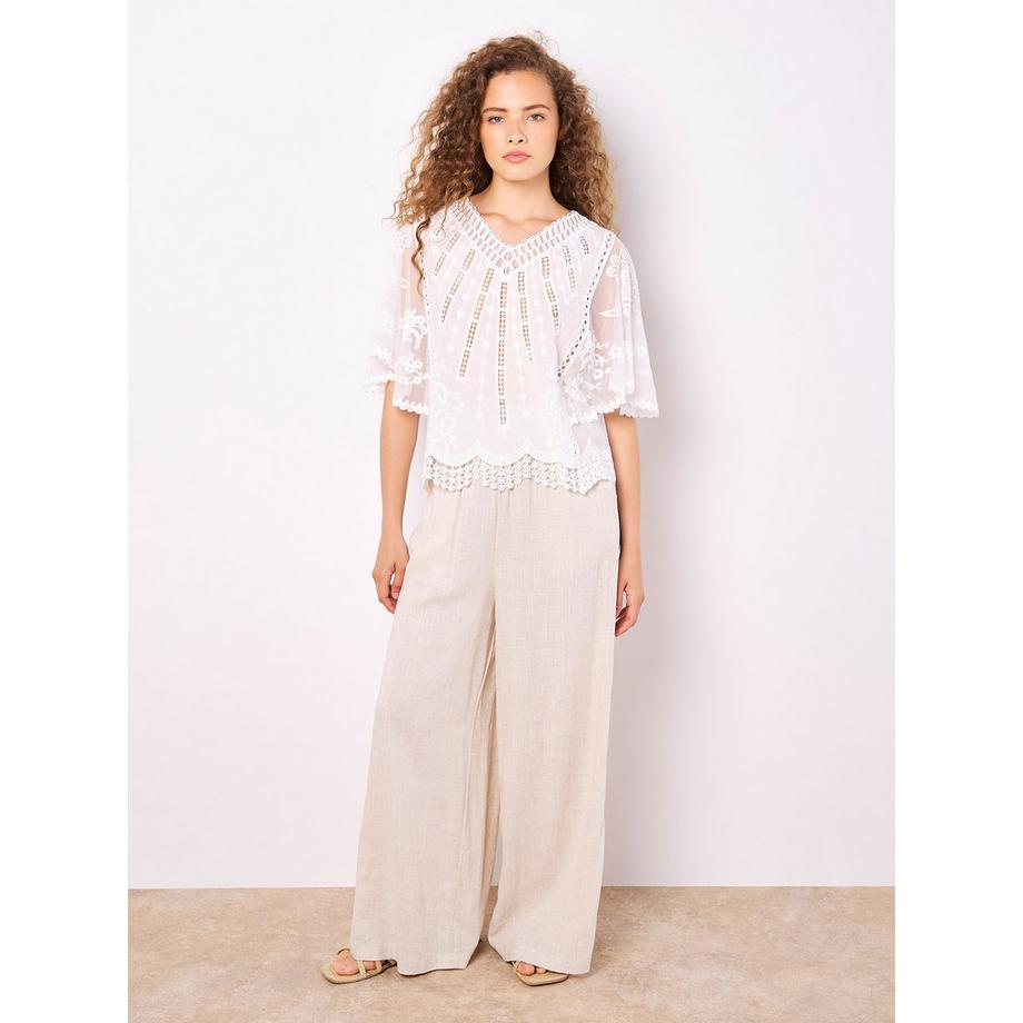 APRICOT Besticktes Baumwoll-Mesh-Top  