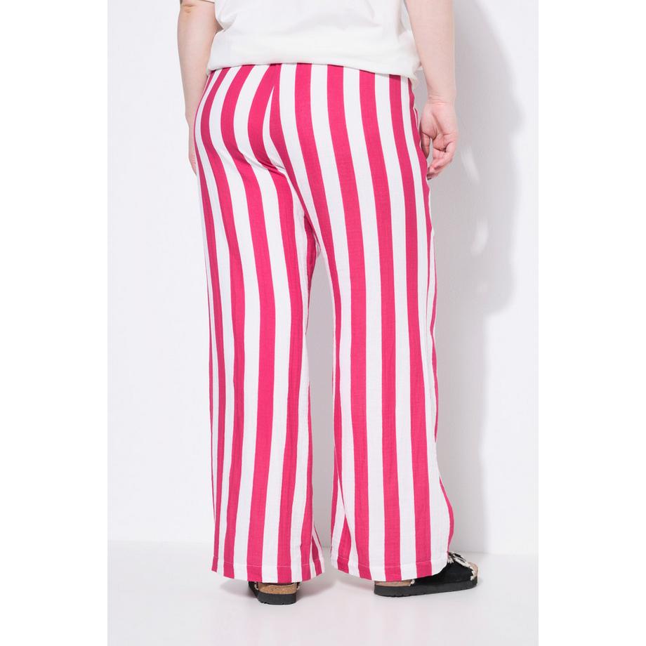Studio Untold Musselin Hose Wide Legs Streifen Elastikbund  