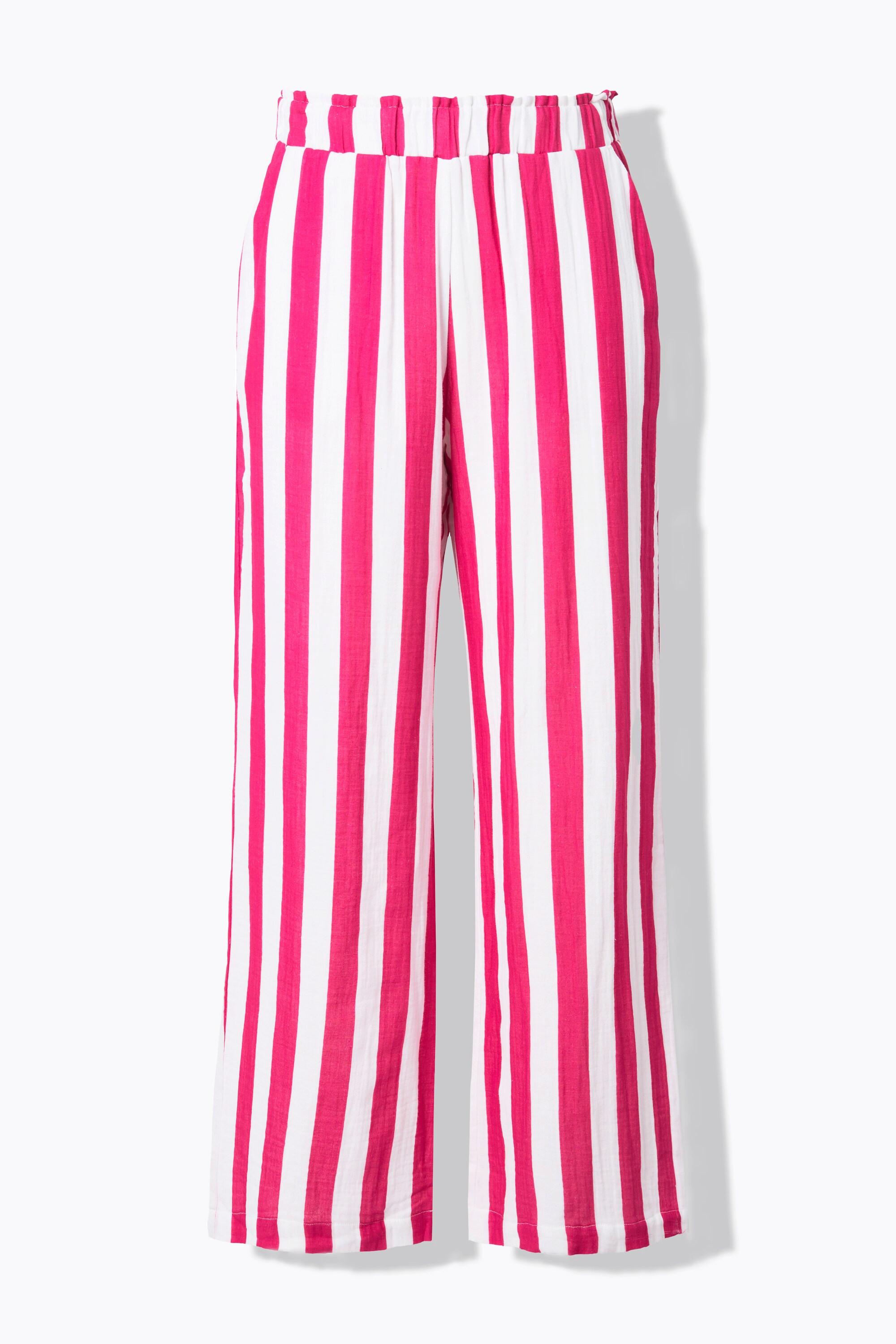 Studio Untold Pantalon Mousseline Rayé Jambe Large Taille Élastique  