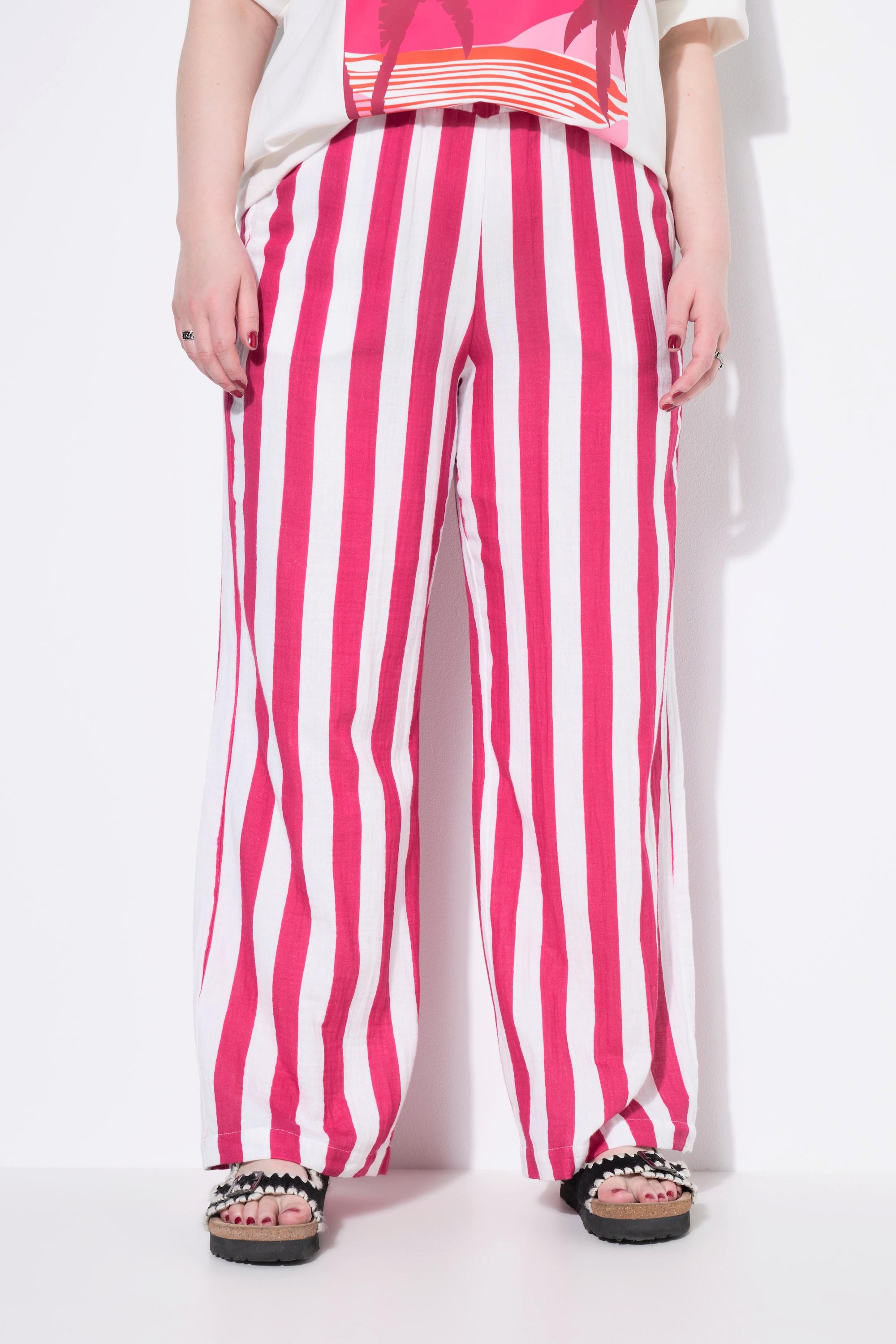 Studio Untold Pantalon Mousseline Rayé Jambe Large Taille Élastique  