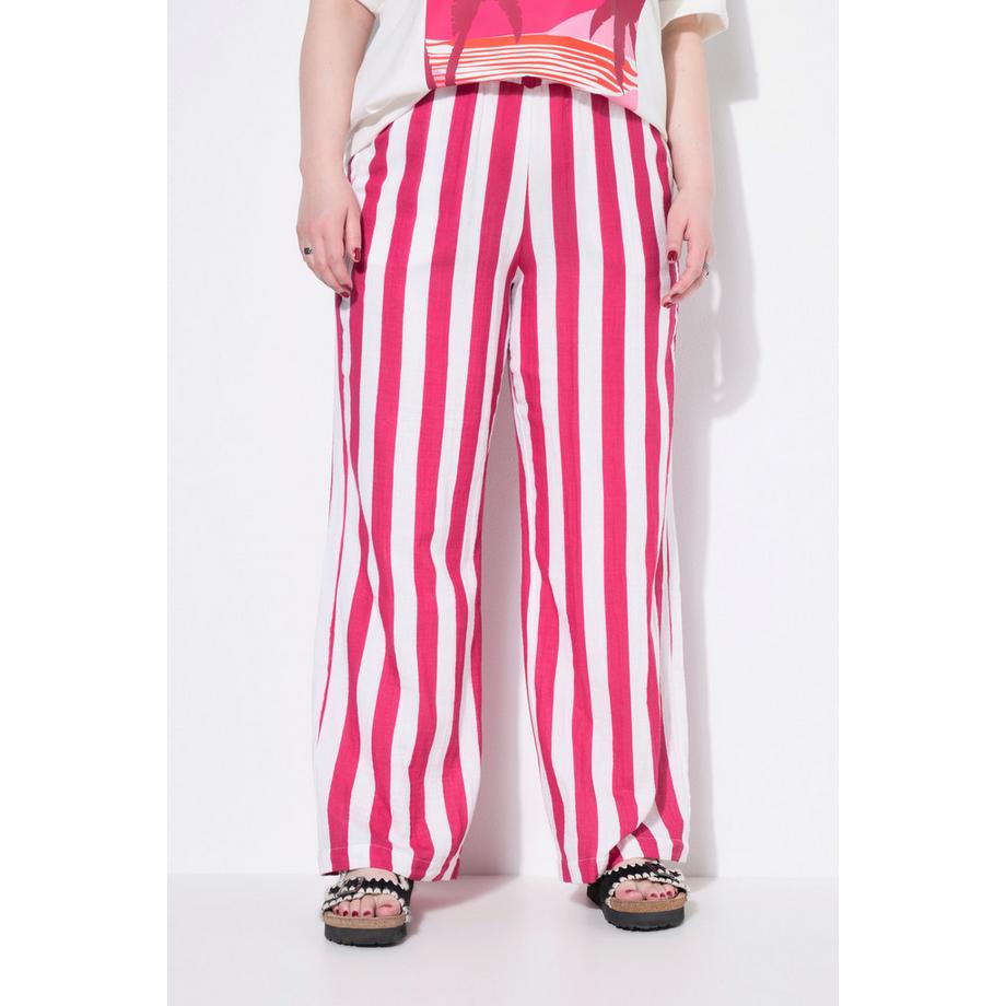 Studio Untold Musselin Hose Wide Legs Streifen Elastikbund  