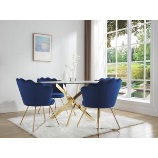 Vente-unique Tavolo da pranzo tondo 6 coperti in Vetro temperato e Metallo dorato Trasparente - COSIMA  