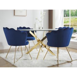 Vente-unique Tavolo da pranzo tondo 6 coperti in Vetro temperato e Metallo dorato Trasparente - COSIMA  