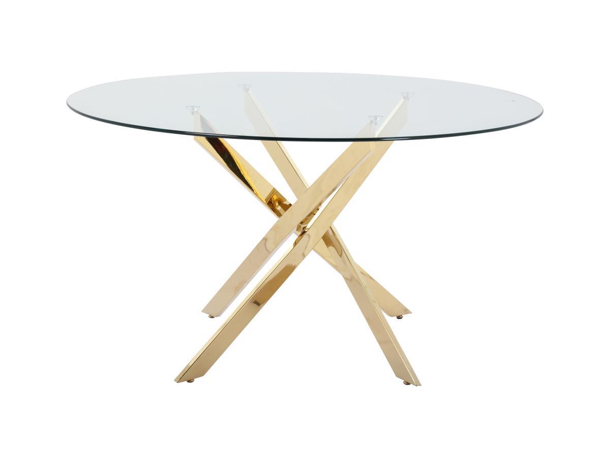 Vente-unique Tavolo da pranzo tondo 6 coperti in Vetro temperato e Metallo dorato Trasparente - COSIMA  