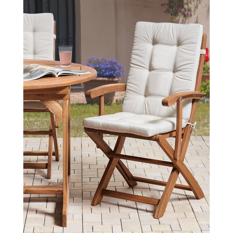 Beliani Set mit 2 Stühlen und Sitzkissen aus Akazienholz Rustikal MAUI PREMIUM  