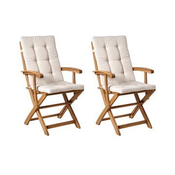 Set di 2 sedie da giardino con cuscini en Legno d'acacia Rustico MAUI PREMIUM