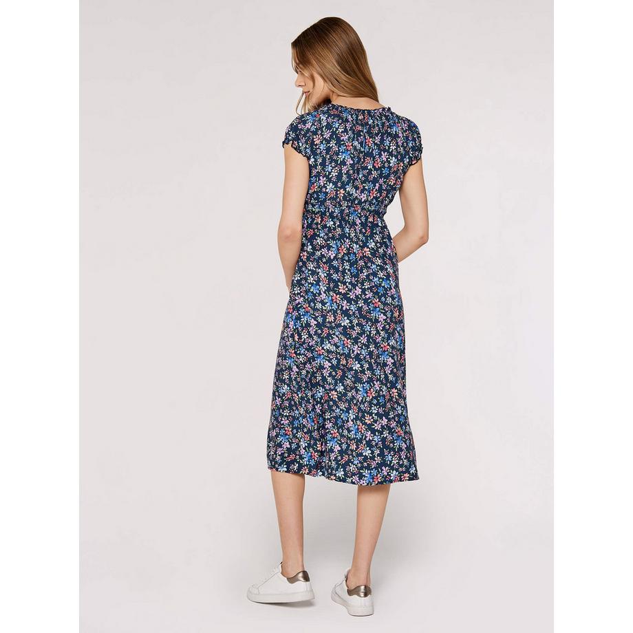APRICOT Abito Midi Milkmaid Fantasia Floreale Delicata  