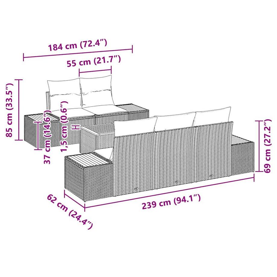 VidaXL Ensemble de meubles d'extérieur poly rattan  