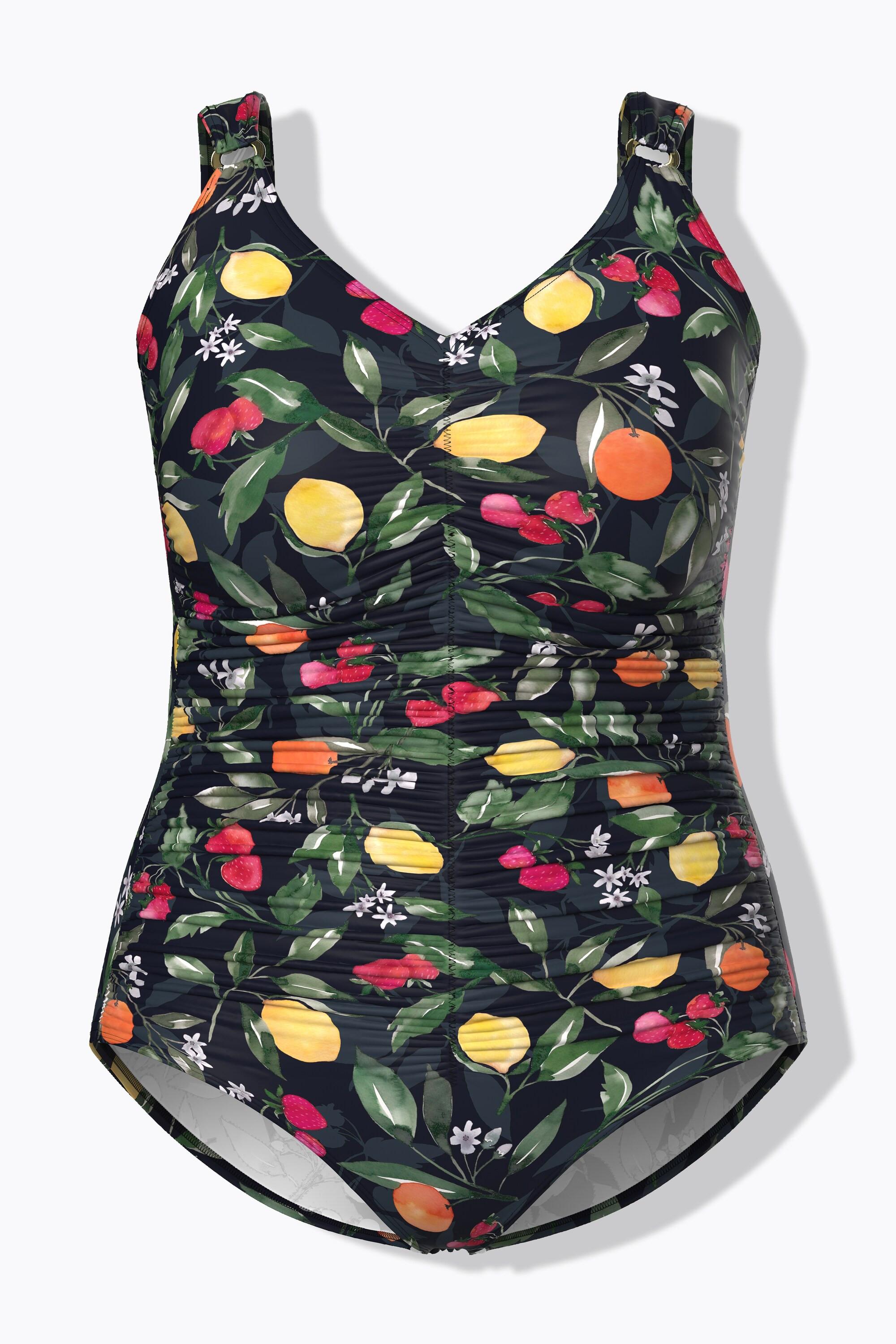 Ulla Popken Maillot de bain motif fruits fronces bonnets souples  