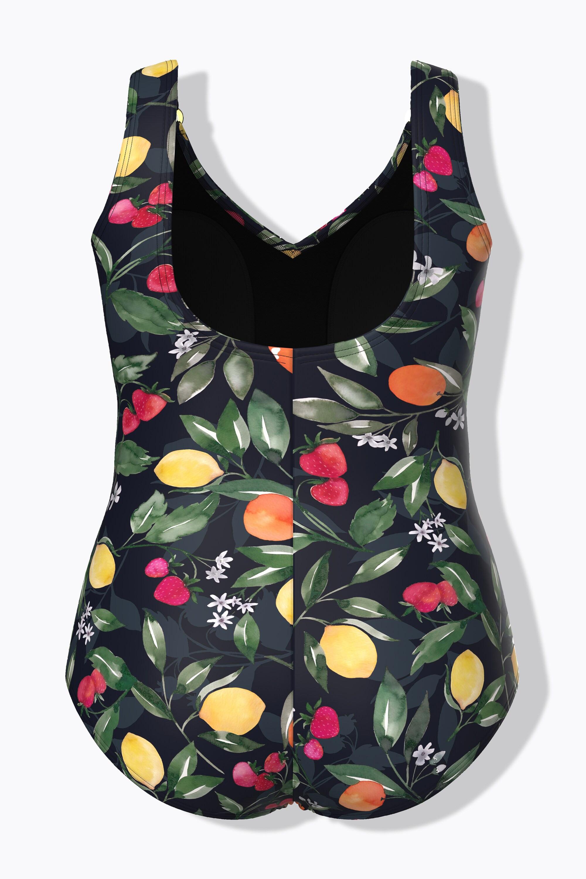 Ulla Popken Maillot de bain motif fruits fronces bonnets souples  