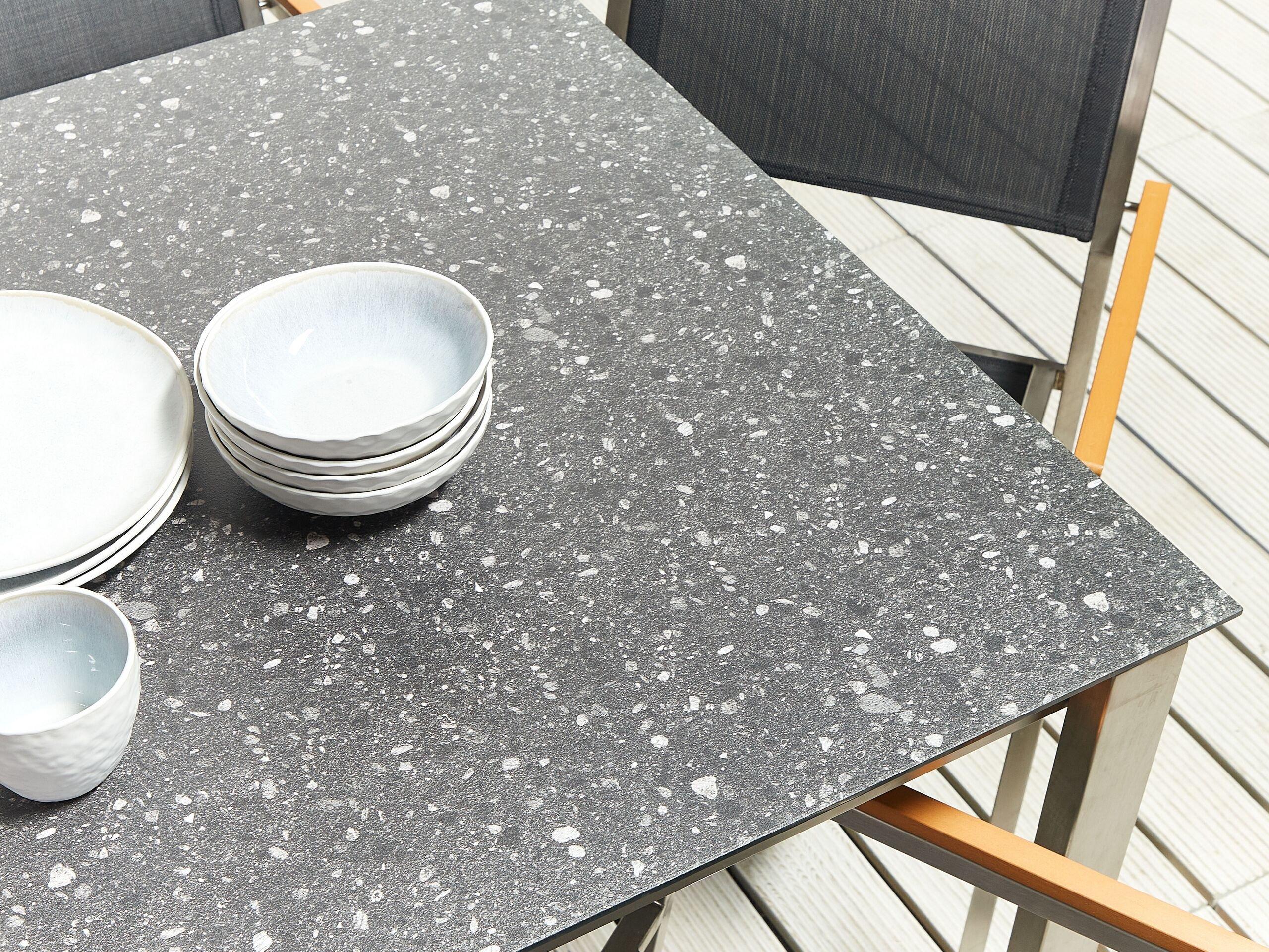 Beliani Salle à manger de jardin avec chaises en Verre de sécurité Traditionnel COSOLETO/GROSSETO  