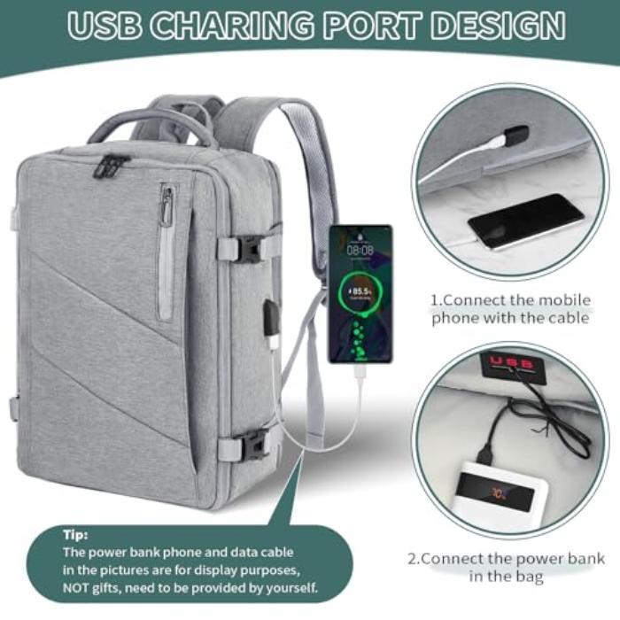 Only-bags.store Handgepäck Rucksack Laptop wasserdicht, Reise-Rucksack Handgepäck Flugzeug groß, mit USB-Anschluss  