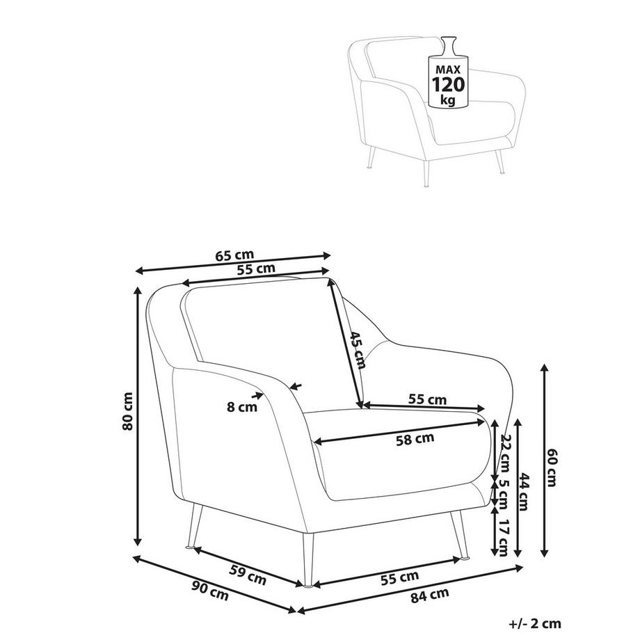 Beliani Fauteuil en Tissu chenille  EIBY  