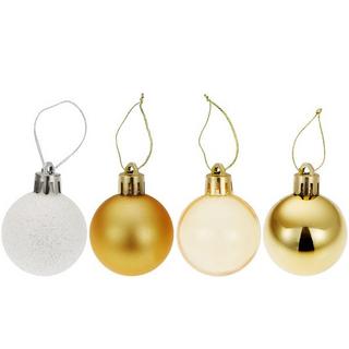 Tectake Set di 24 palline natalizie, bianco/oro, infrangibili  