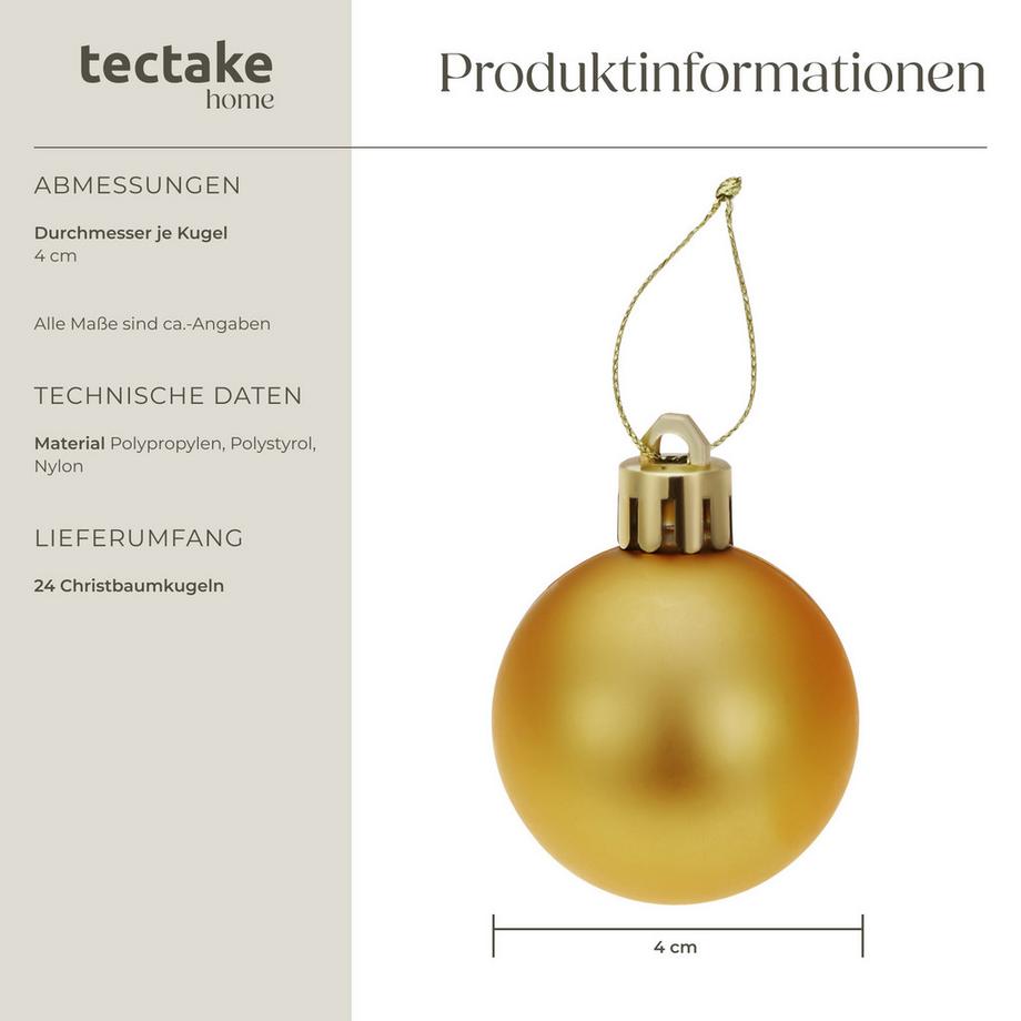Tectake Palline natalizie  set da 24 pezzi di colore bianco e oro  