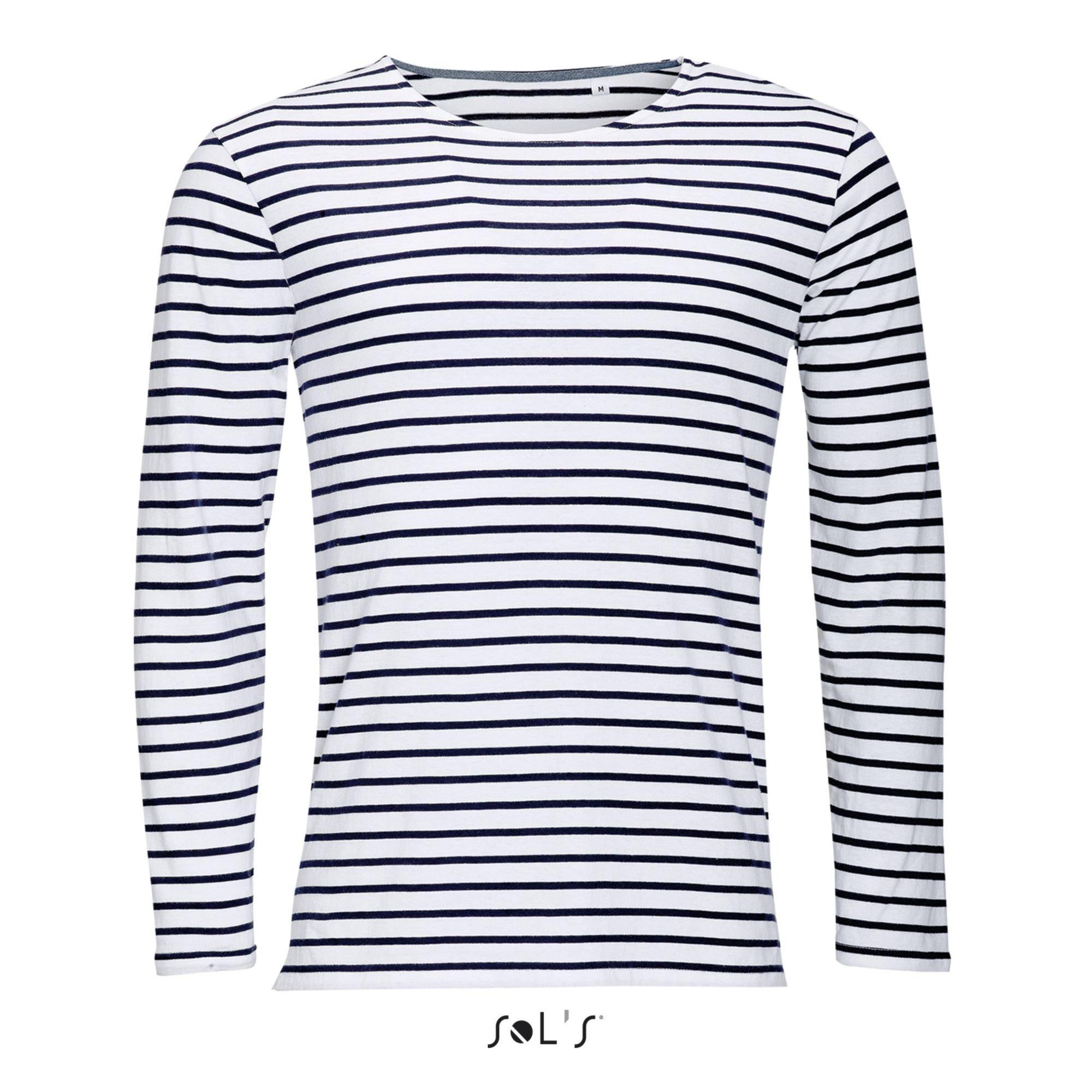 SOLS Marine Gestreiftes Langarm T-Shirt  