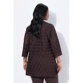 Ulla Popken Tunica Ricami Traforati Taglio Svasato Scollo a V Maniche 3/4  