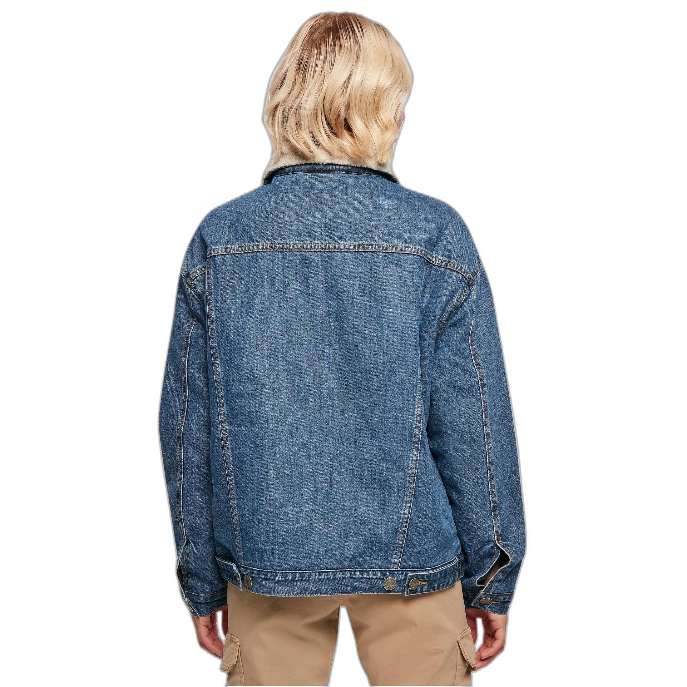 URBAN CLASSICS Veste en jean oversize à col Sherpa  
