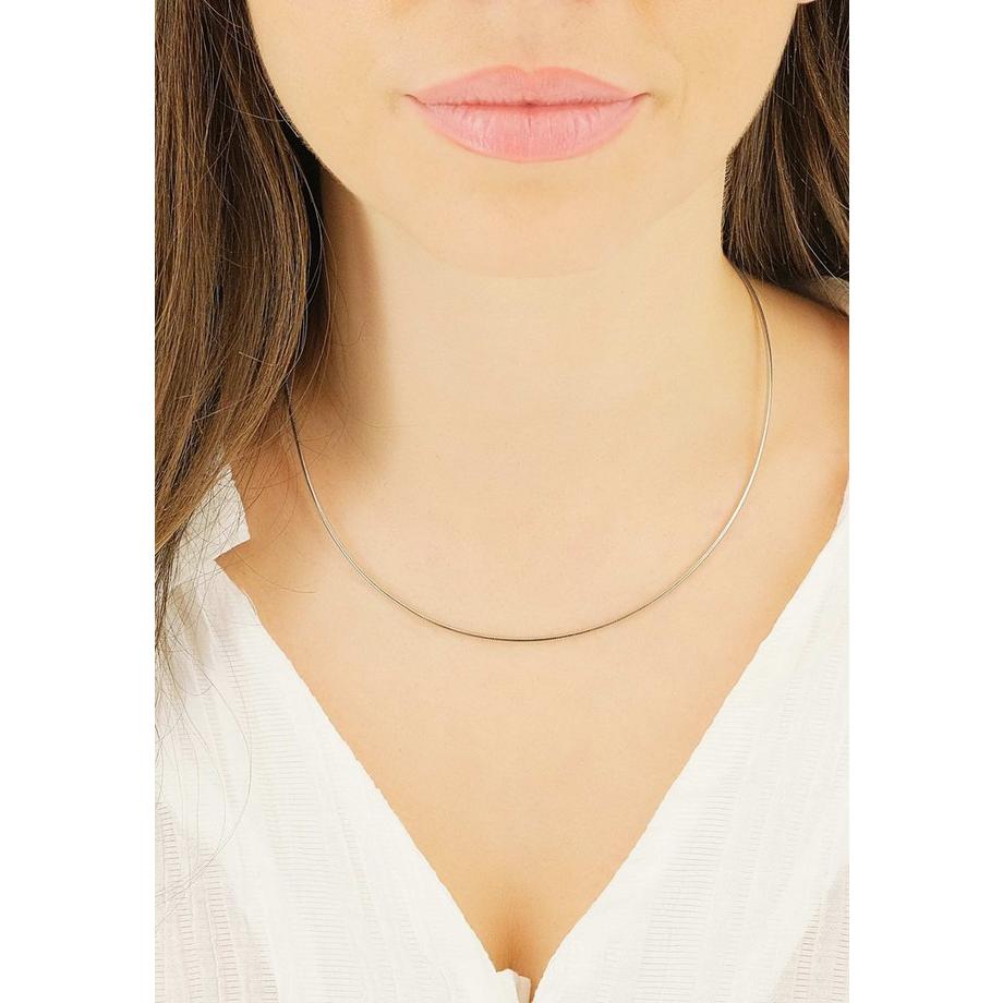 MUAU Schmuck  Collier Tonda en or blanc 750, 1,4 mm, 45 cm 