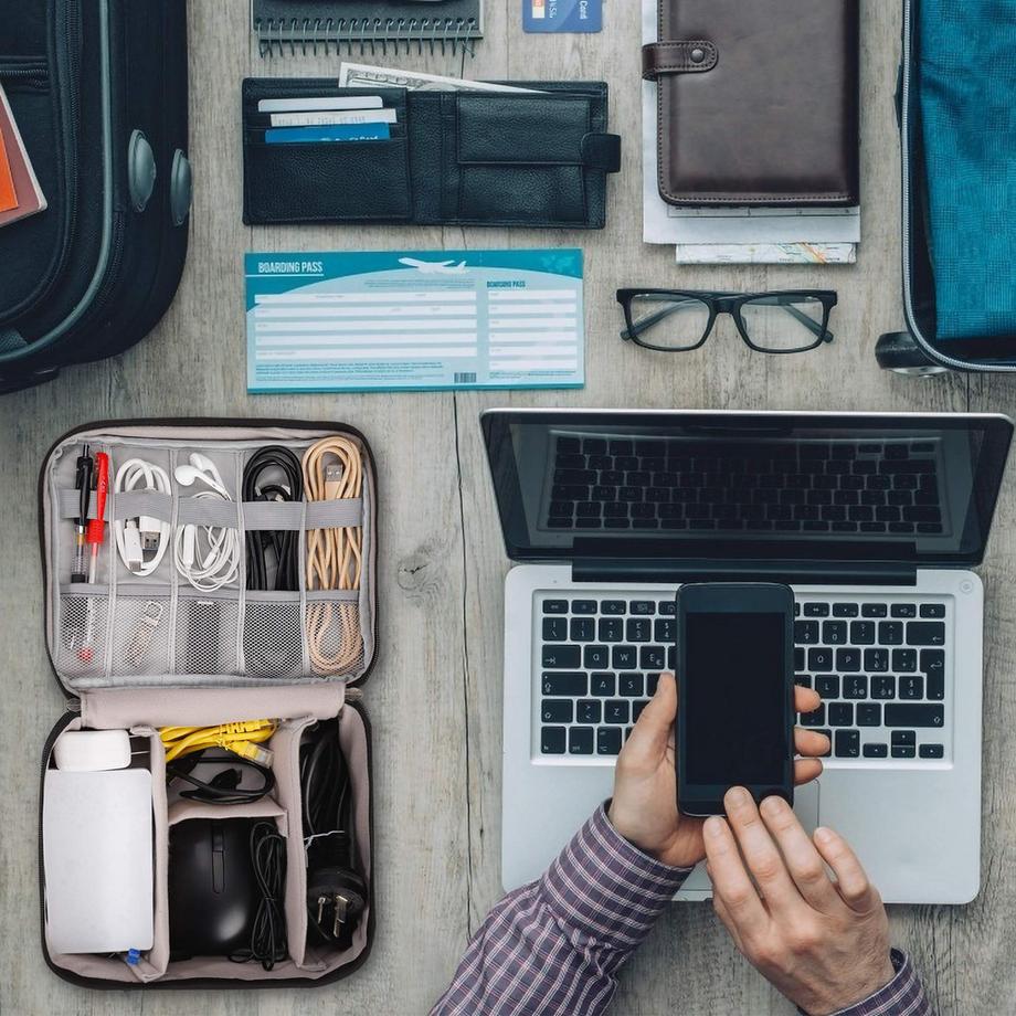 Only-bags.store  Sacoche électronique Grand organiseur pour accessoires électroniques Sac étanche pour câbles Cartes SD Disques durs Banque d'énergie Clé USB 