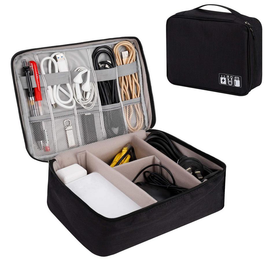 Only-bags.store  Sacoche électronique Grand organiseur pour accessoires électroniques Sac étanche pour câbles Cartes SD Disques durs Banque d'énergie Clé USB 