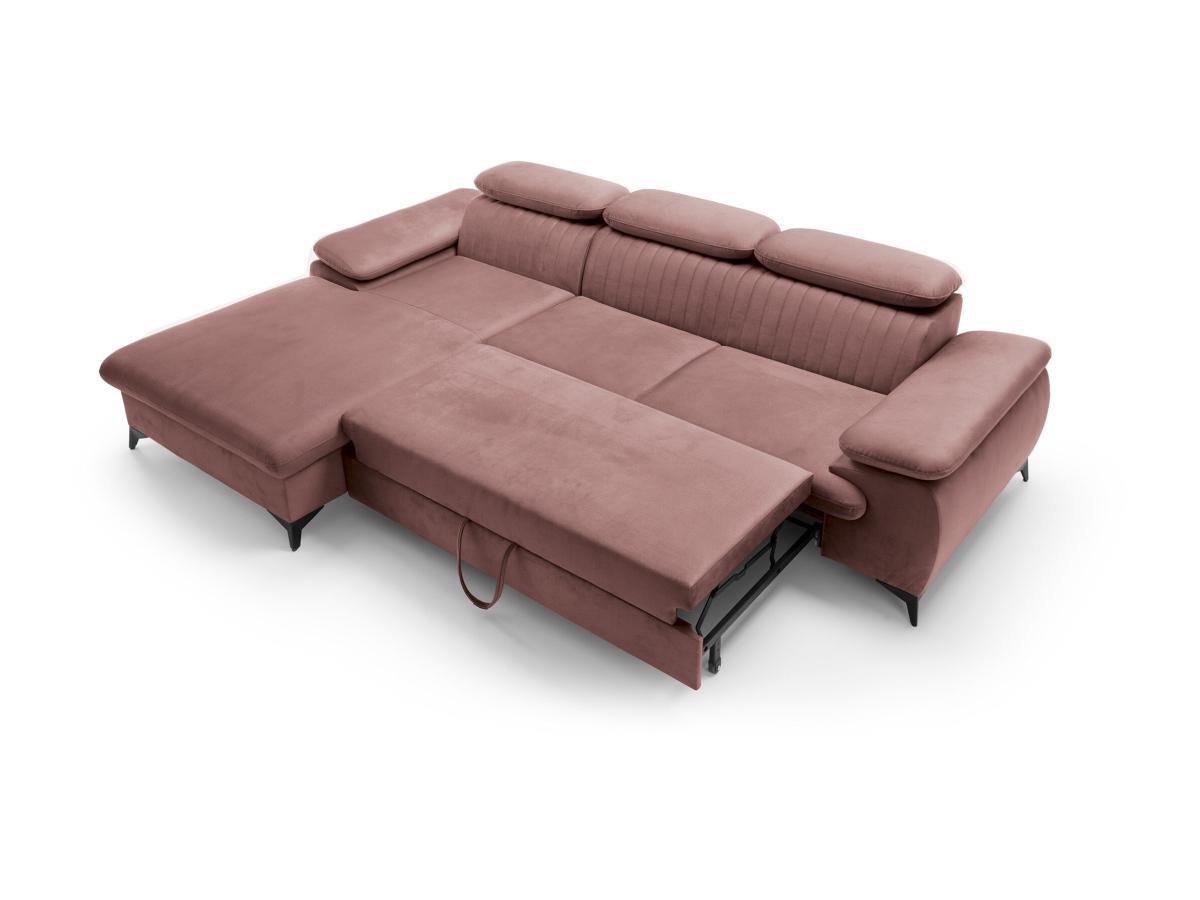 PASCAL MORABITO Canapé d'angle gauche convertible en velours rose SAMARA de Pascal Morabito  