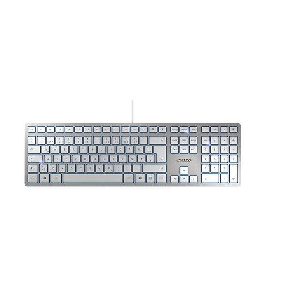 Cherry  KC 6000 SLIM Kabelgebundene Tastatur, Silber/ Weiß, USB (QWERTZ - DE) 