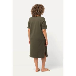 Ulla Popken  Jerseykleid, Zierbänder, A-Linie, Rundhals, Halbarm 