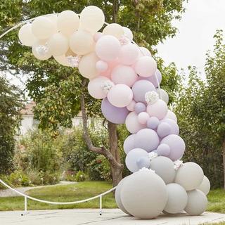 Ginger Ray  Luftballonbogen in Rosa, Lila & Grau mit Hortensien (Luxus-Bausatz) 