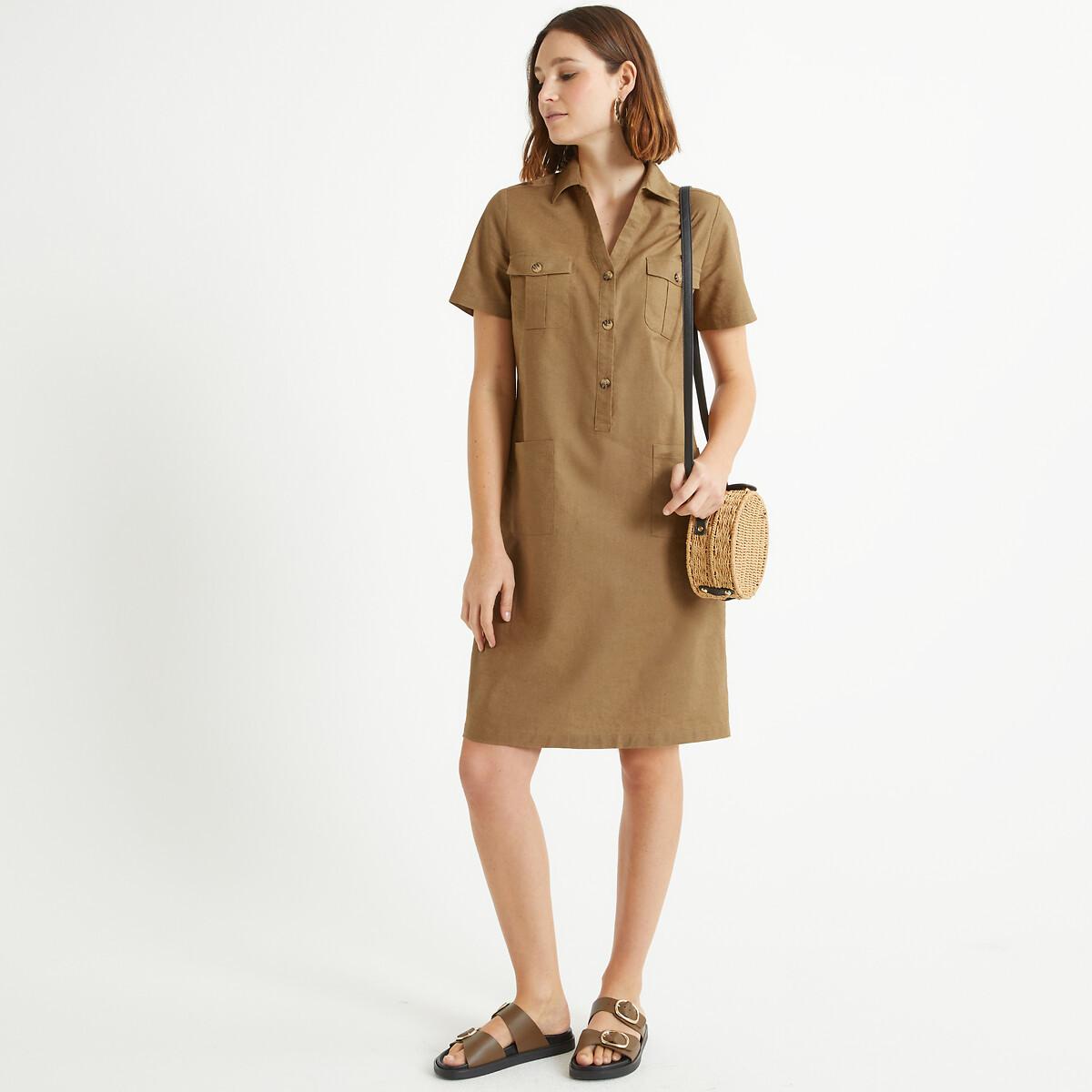 La Redoute Collections Halblanges Halbleinenkleid  