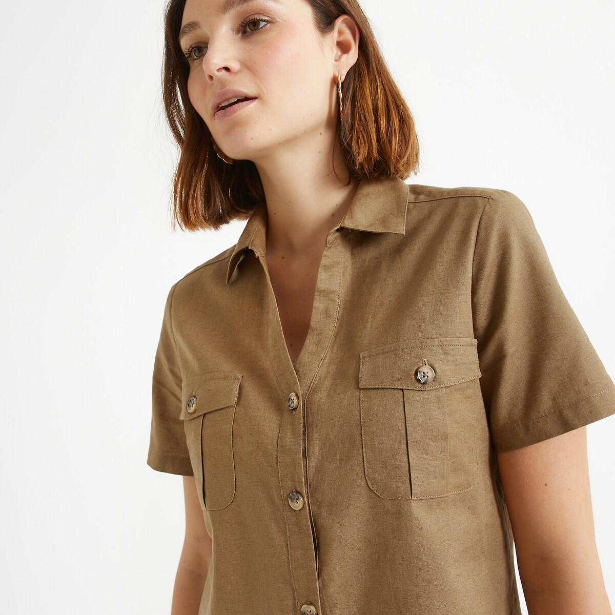 La Redoute Collections Halblanges Halbleinenkleid  