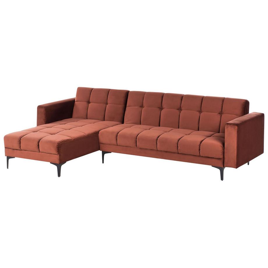 Beliani Divano angolare versione destra en Velluto Minimalista ALNES  