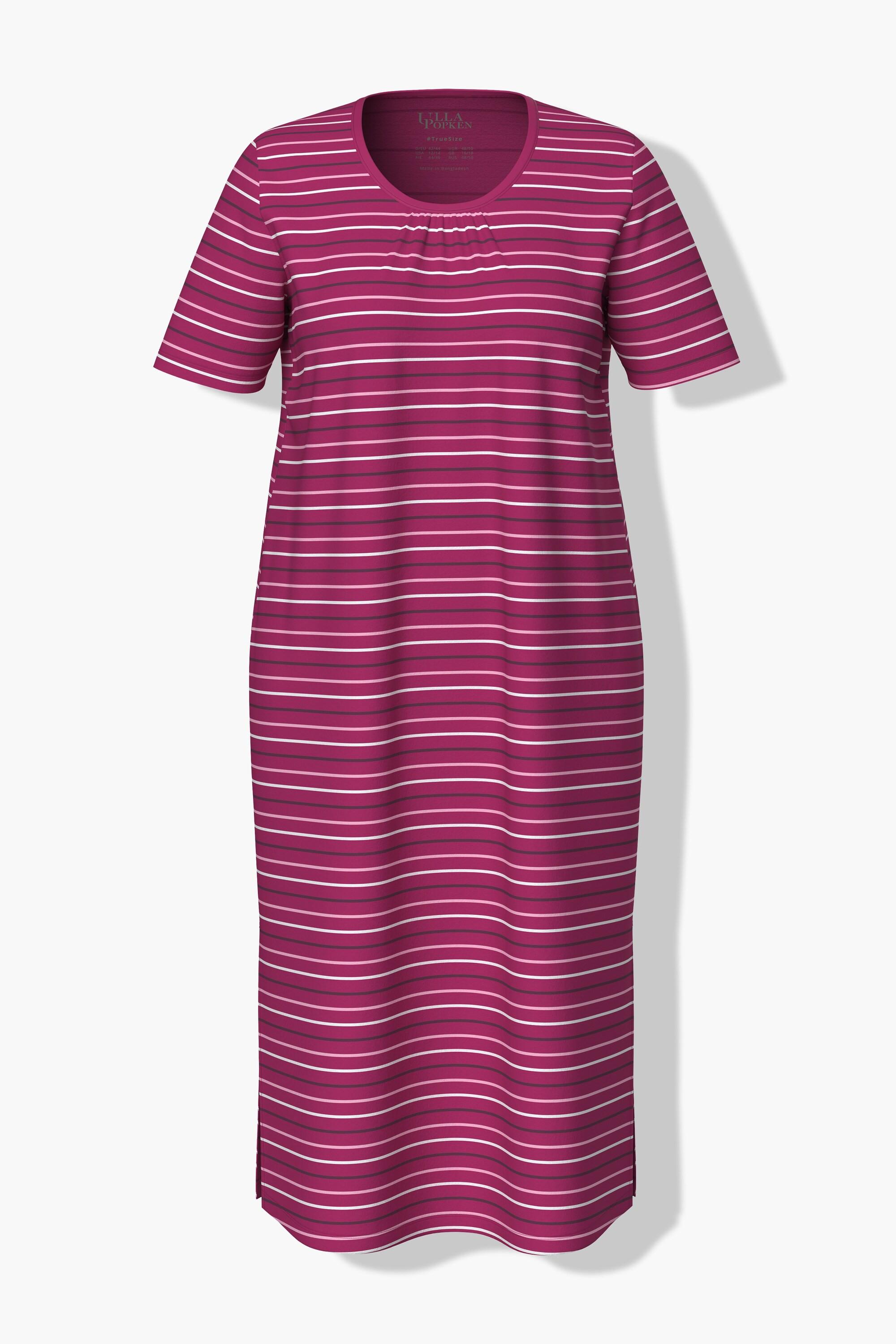 Ulla Popken Camicia da notte a righe scollo rotondo mezze maniche  