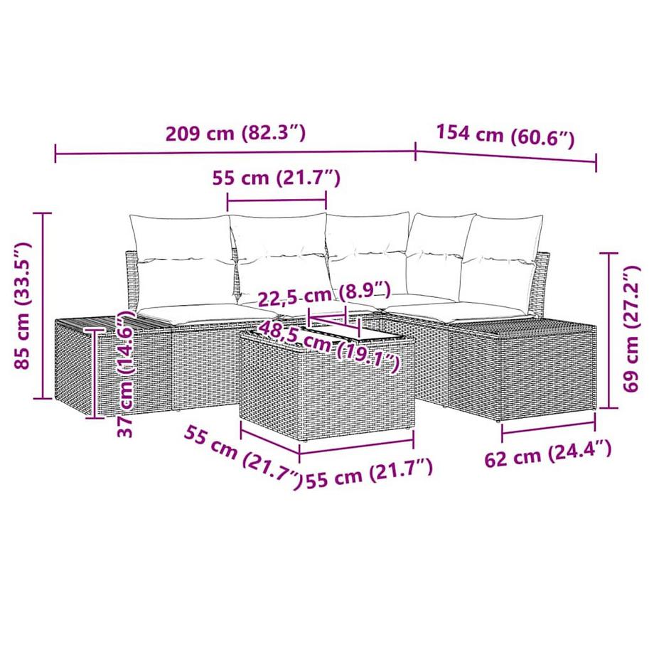 VidaXL Ensemble de canapé de jardin poly rattan  