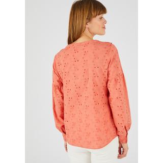 Damart  Bluse mit Rüschen und Lochstickerei 